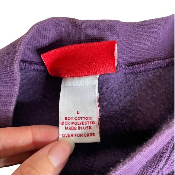 COCA COLA Vintage 90s Soda Sweatshirt Pullover Large Purple Cotton Blend Atlanta - Picture 3 of 3